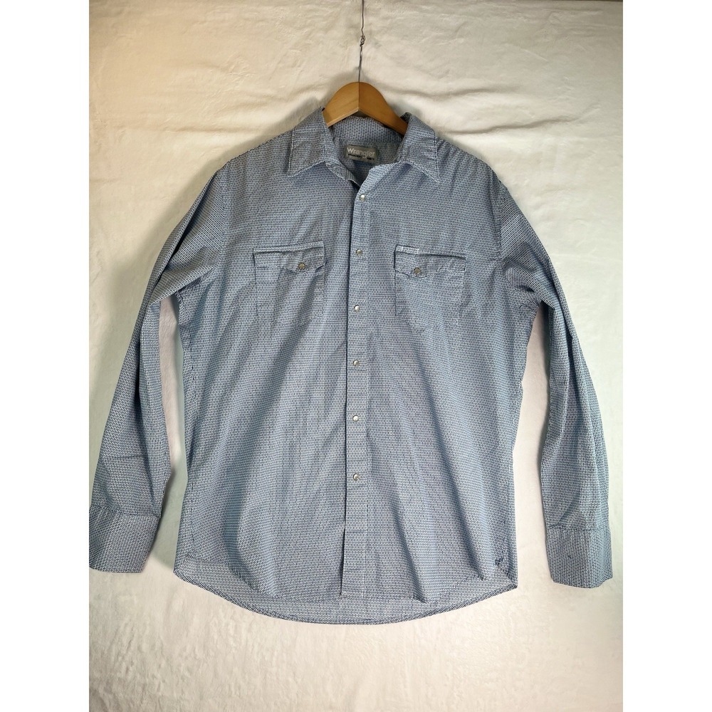 NEW Wrangler Wrancher Shirt Pearl Snap‎ Mens Large Geometric Long Sleeve